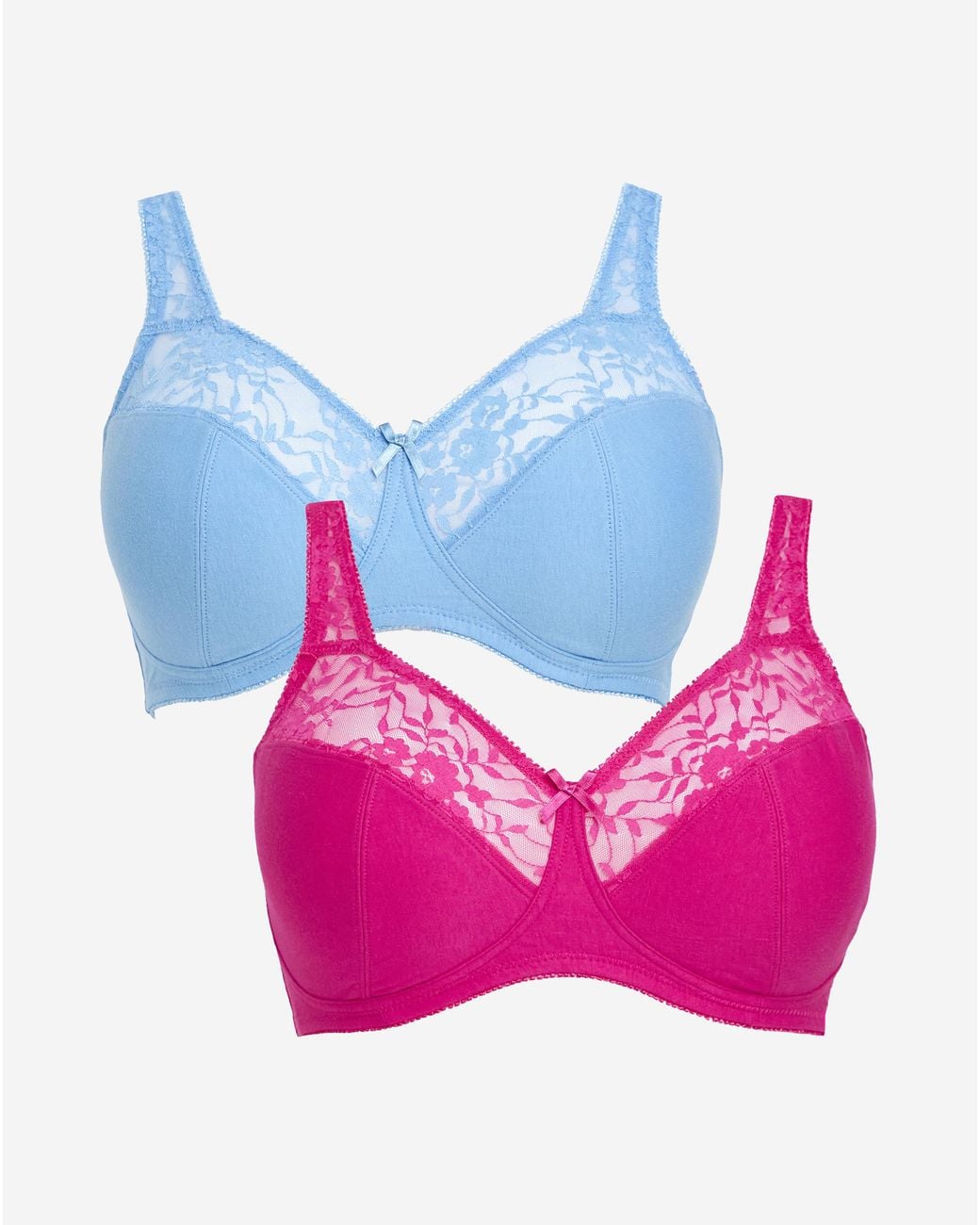Pretty Secrets Blue 2 Pack Lace Non Wired Full Cup Bras
