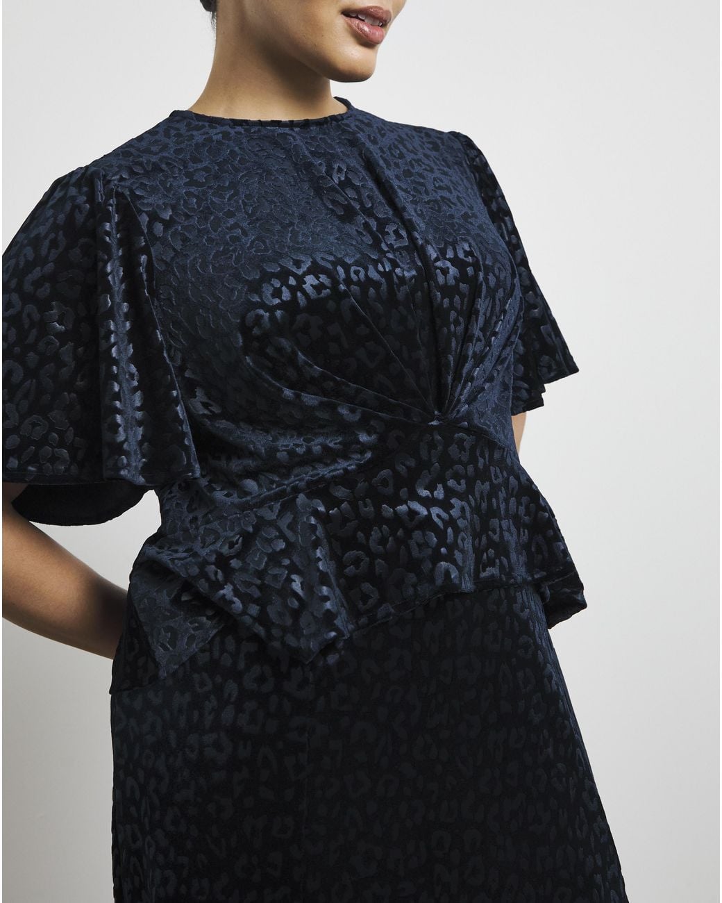 Joanna Hope Black Printed Ruffle Midi Dress