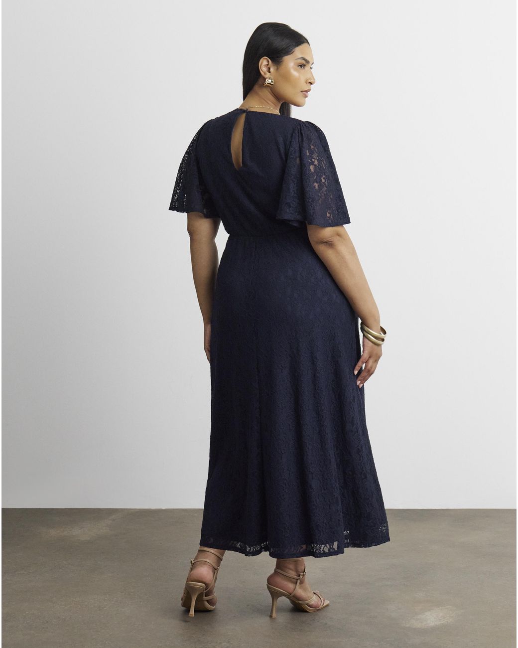 Joanna Hope Blue Stretch Lace Midi Dress