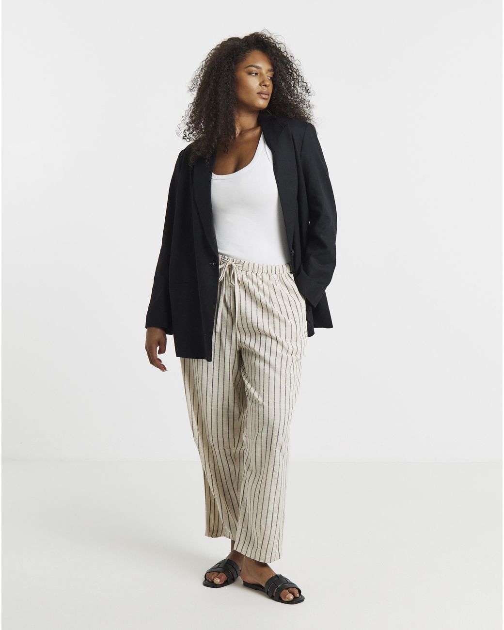 Simply Be Blue Relaxed Linen Blend Blazer
