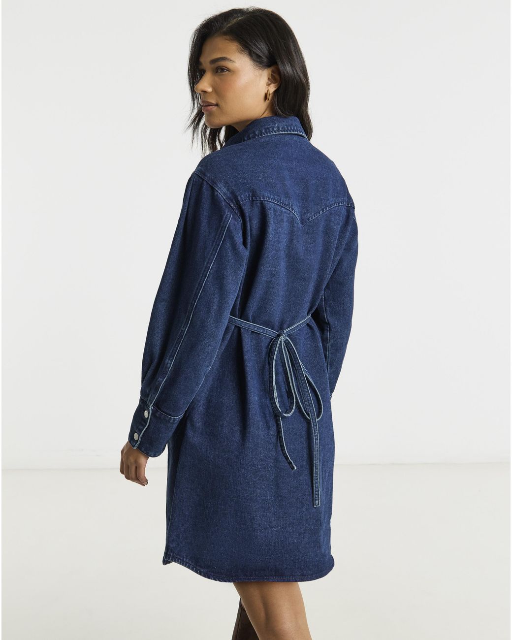 Simply Be Blue Belted Oversized Shirt Dress