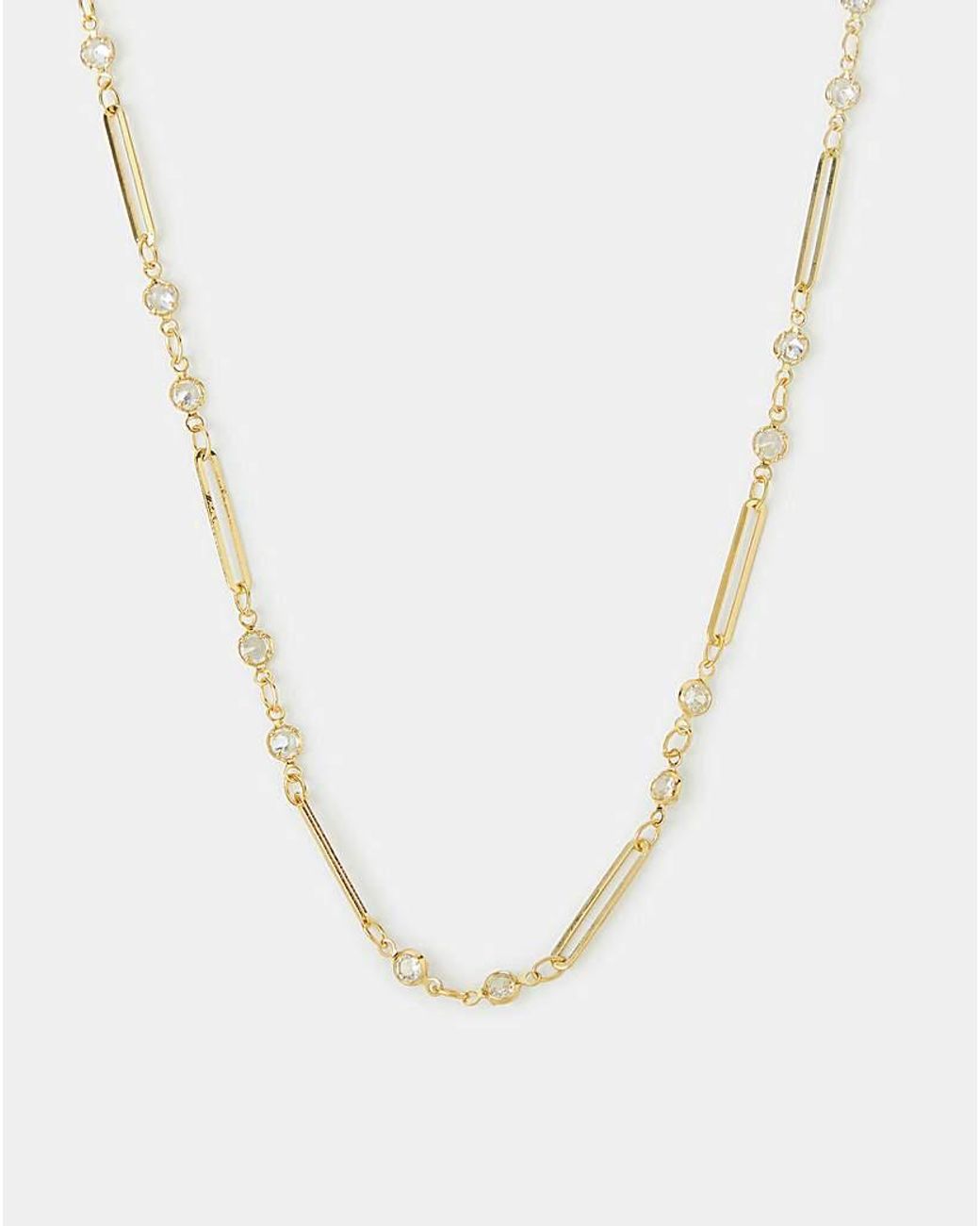 Accessorize White Cz Paperclip Necklace