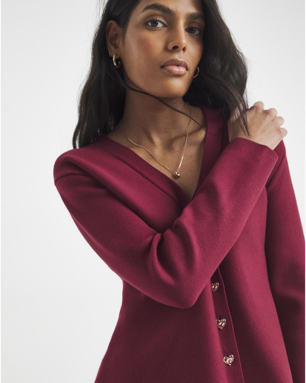 Simply Be Red Cinched Waist Compact Cardigan