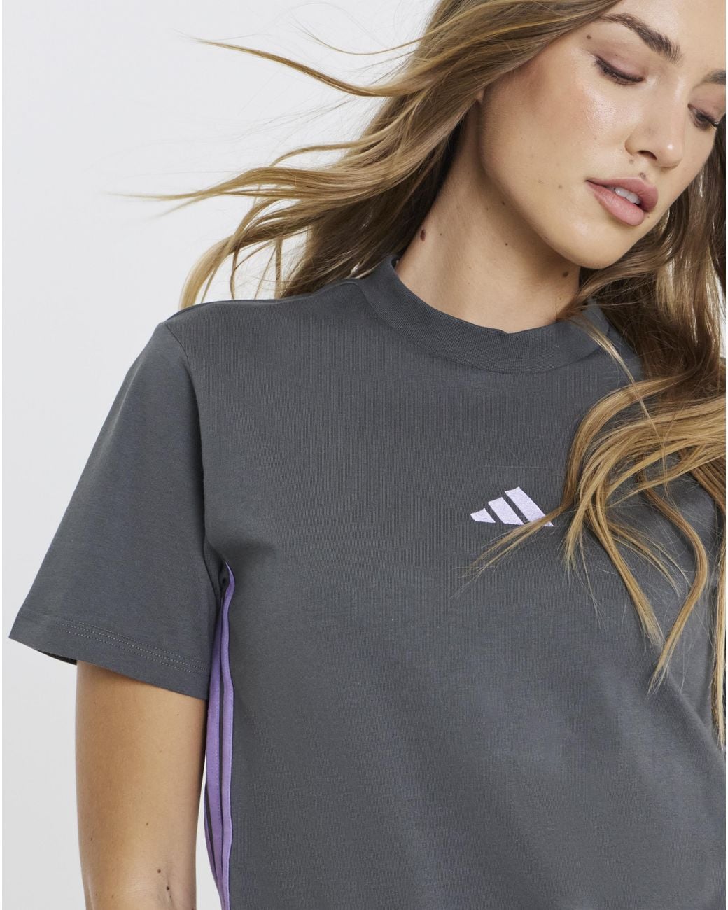 Adidas Gray Essentials 3-Stripes T-Shirt