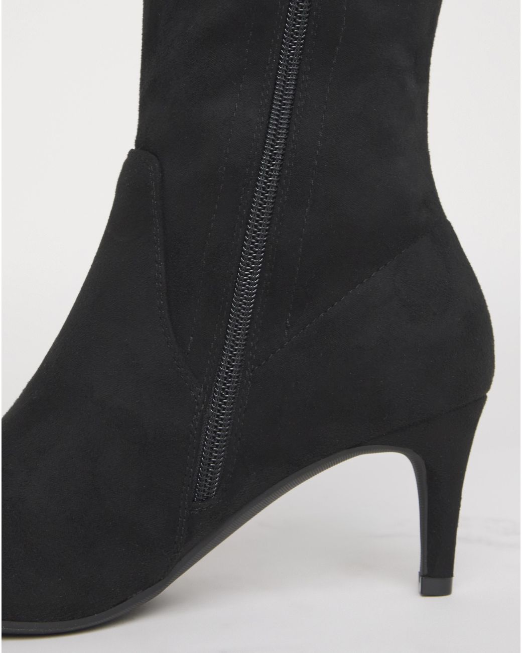 JD Williams White Kitten Heel Knee High Sock Boot E C