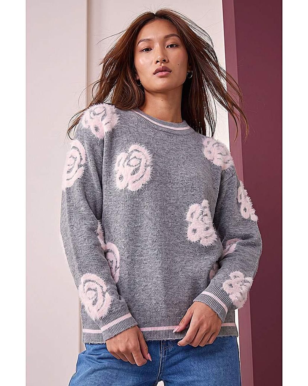 Roman Purple Roman Fluffy Floral Jumper