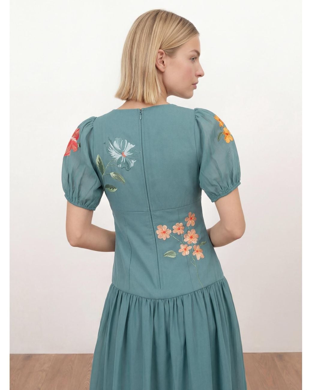 Maya Deluxe Blue Embroidered Midaxi Dress