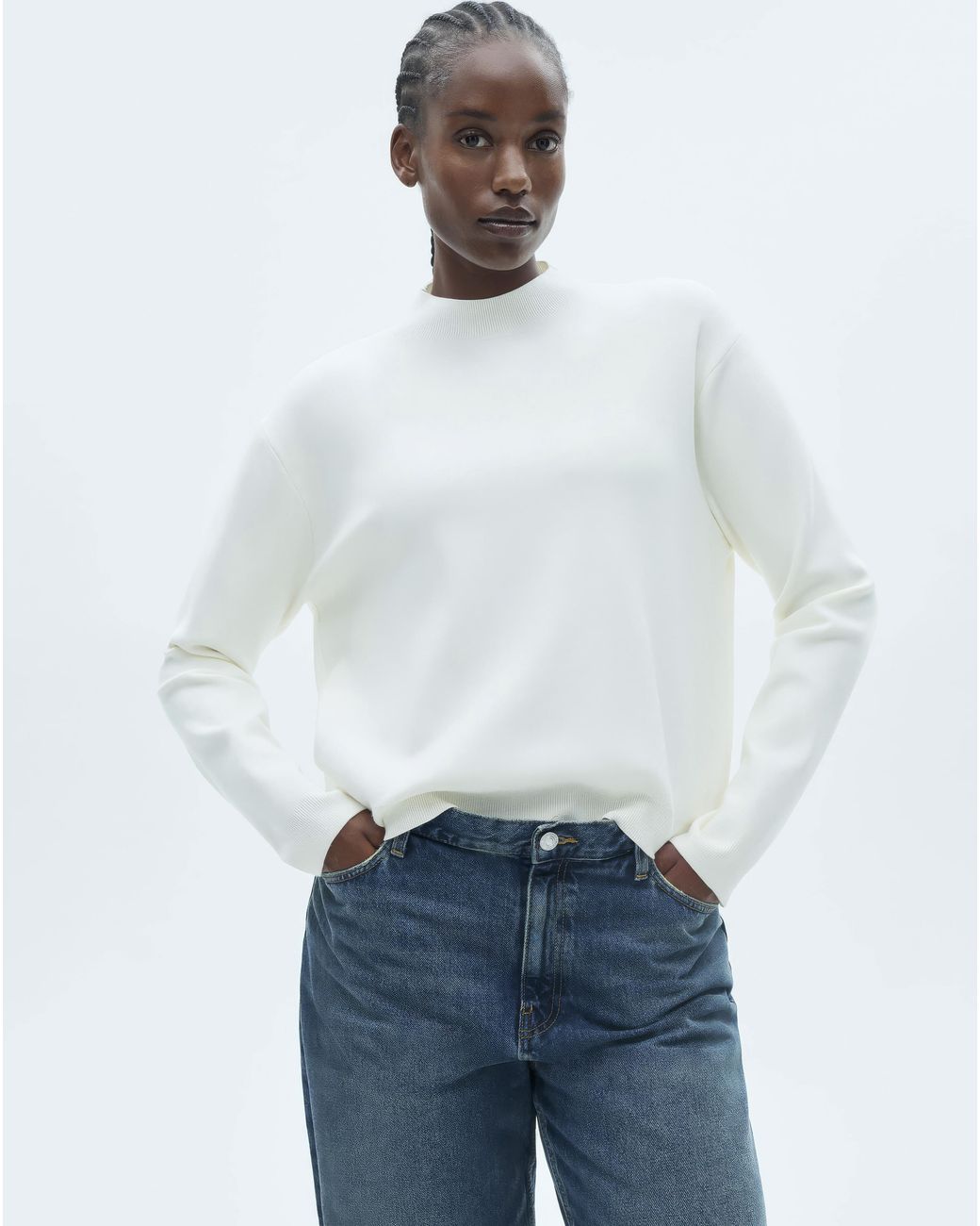 Mango White Tentacio High Neck Sweater