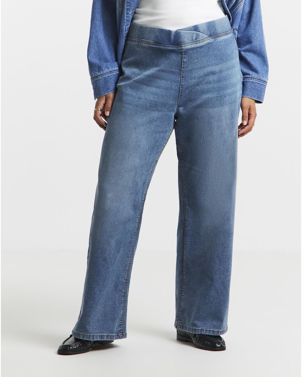 Simply Be Blue Wide Leg Weekender Jeggings