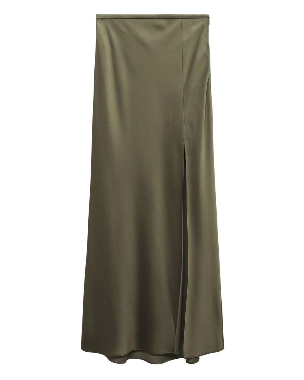 Mango Green Split Satin Maxi Skirt
