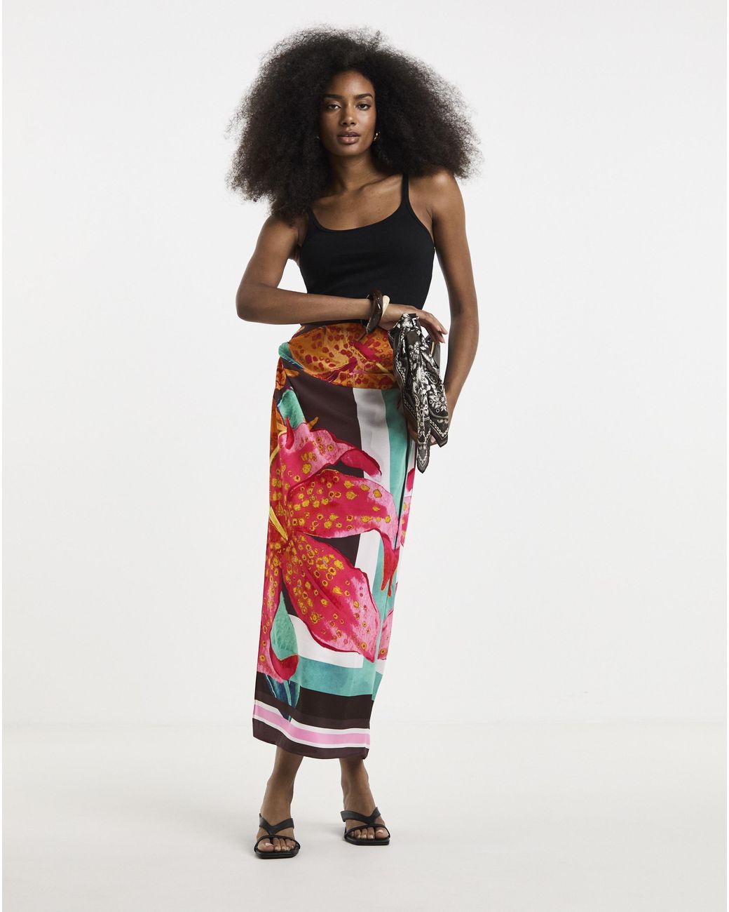 Simply Be Red Floral Wrap Skirt
