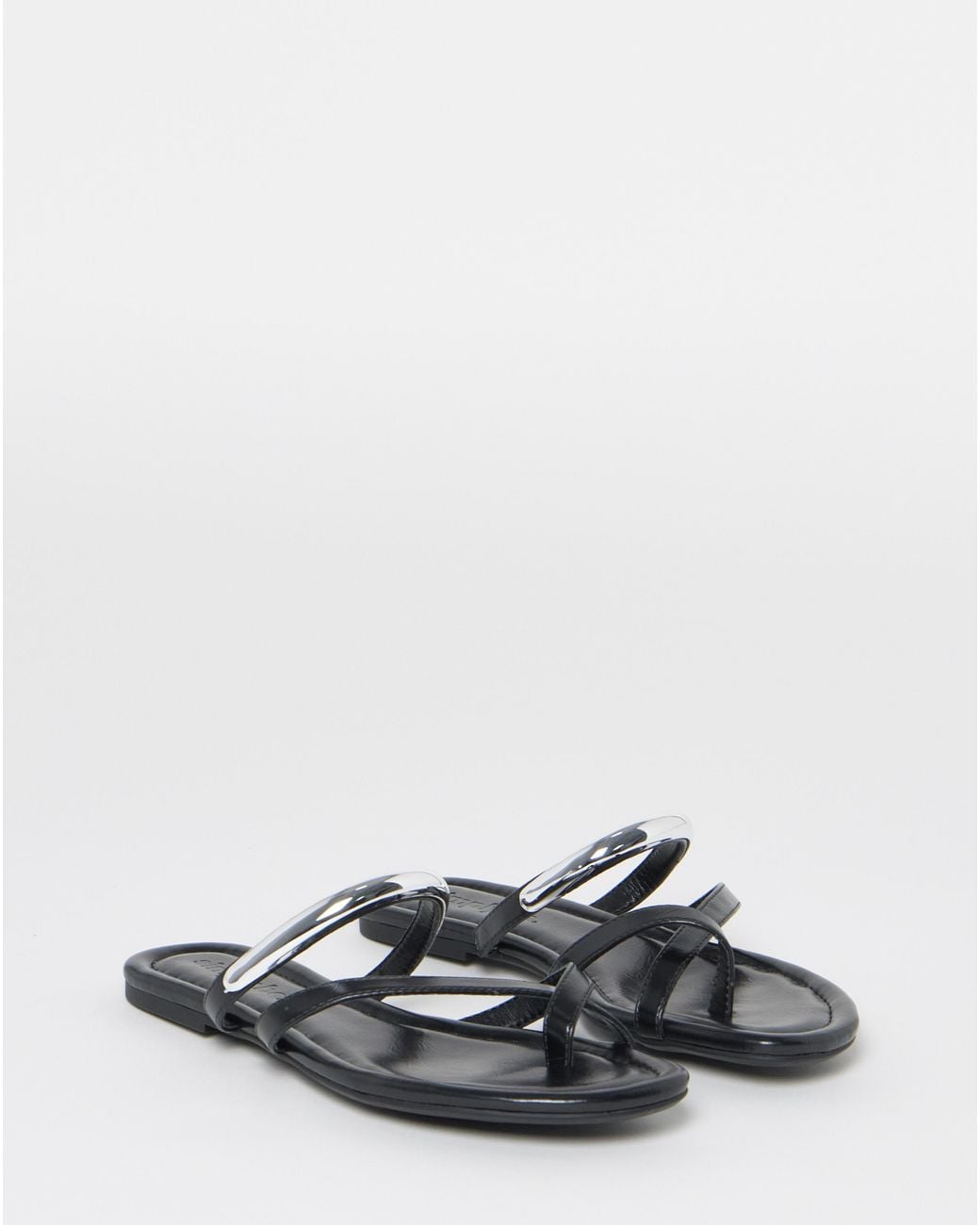 Simply Be Gray Toe Loop Hardware Sandals Extra Wide