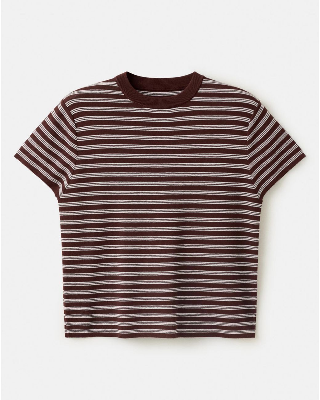 Mango Blue Short-Sleeved Ribbed Sweater