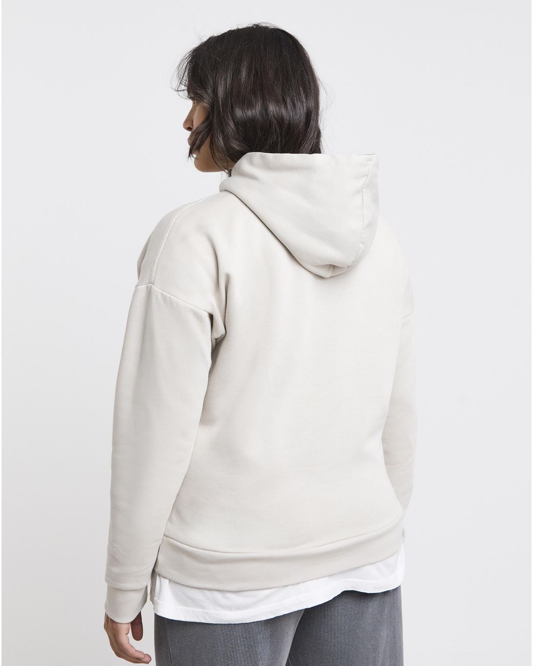 Adidas White Linear Logo Fleece Hoodie