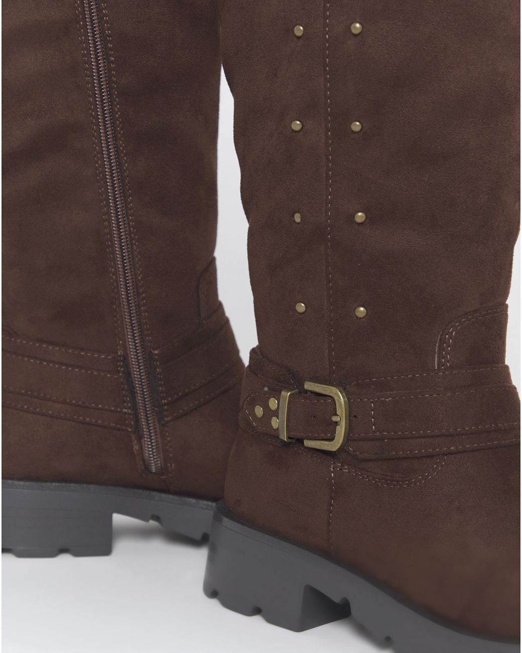 Simply Be Blue Studded Biker Boots Extra Wide Sc