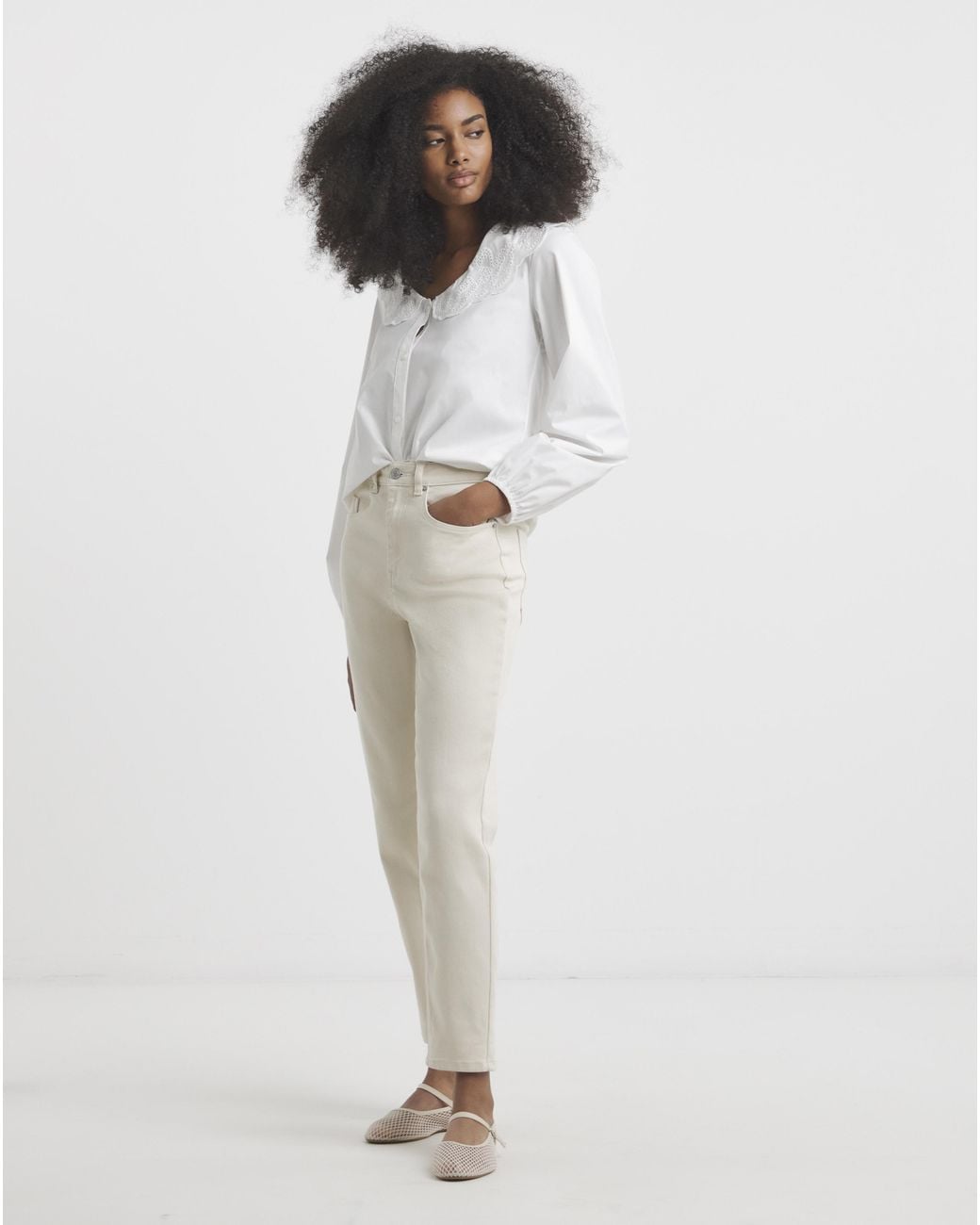 Simply Be White Off Loose Mom Jeans