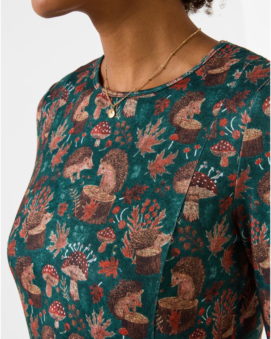 Joe Browns Green Hedgehog Printed Tunic Top