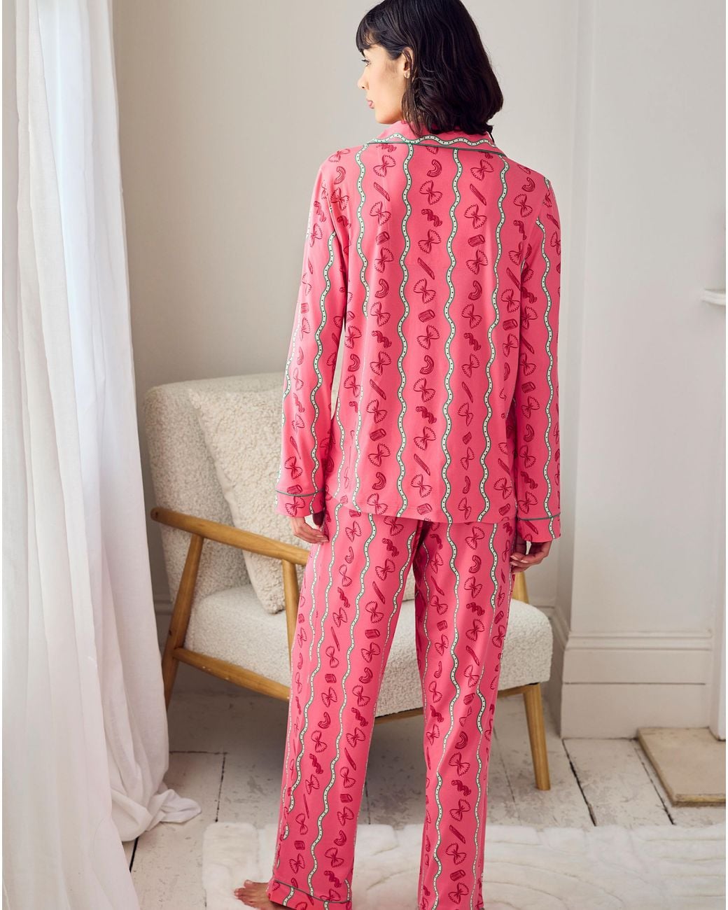 Chelsea Peers Pink Classic Long Button Up Set