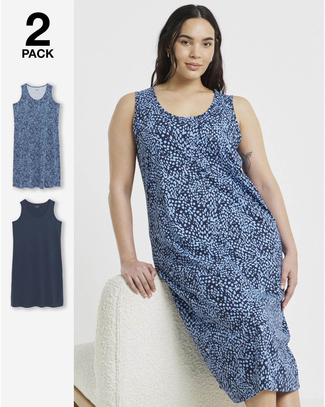Pretty Secrets Blue Value 2 Pack Animal Nighties
