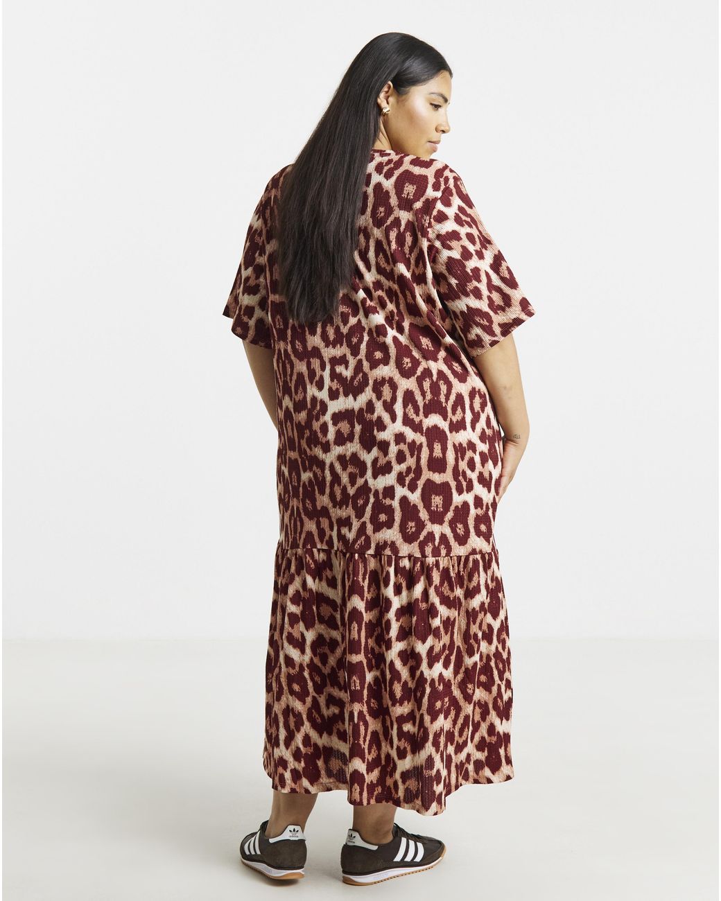 Simply Be Red Waffle Drop Waist Midi Dress