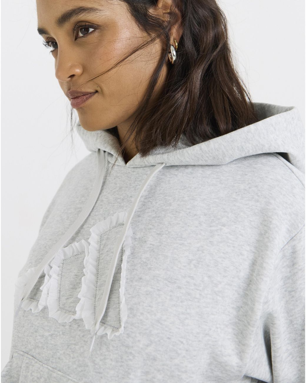 Adidas Gray Ruffled Logo Hoodie