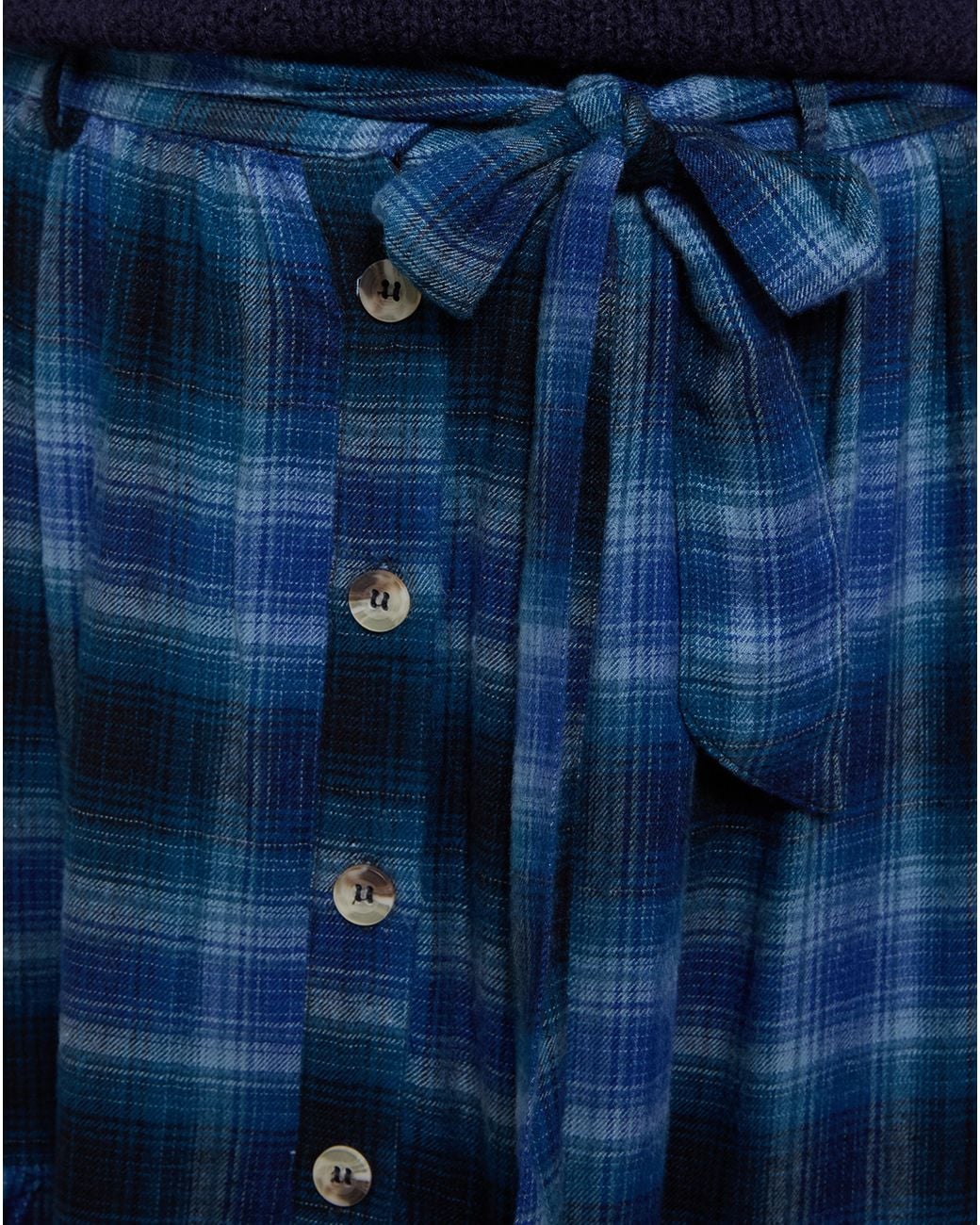 Joe Browns Blue Button Down Plaid Maxi Skirt