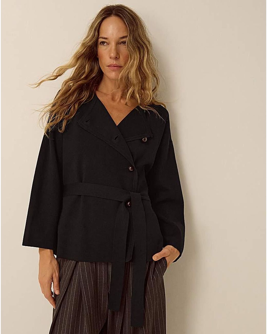 Monsoon Black Bess Belted Knit Jacket