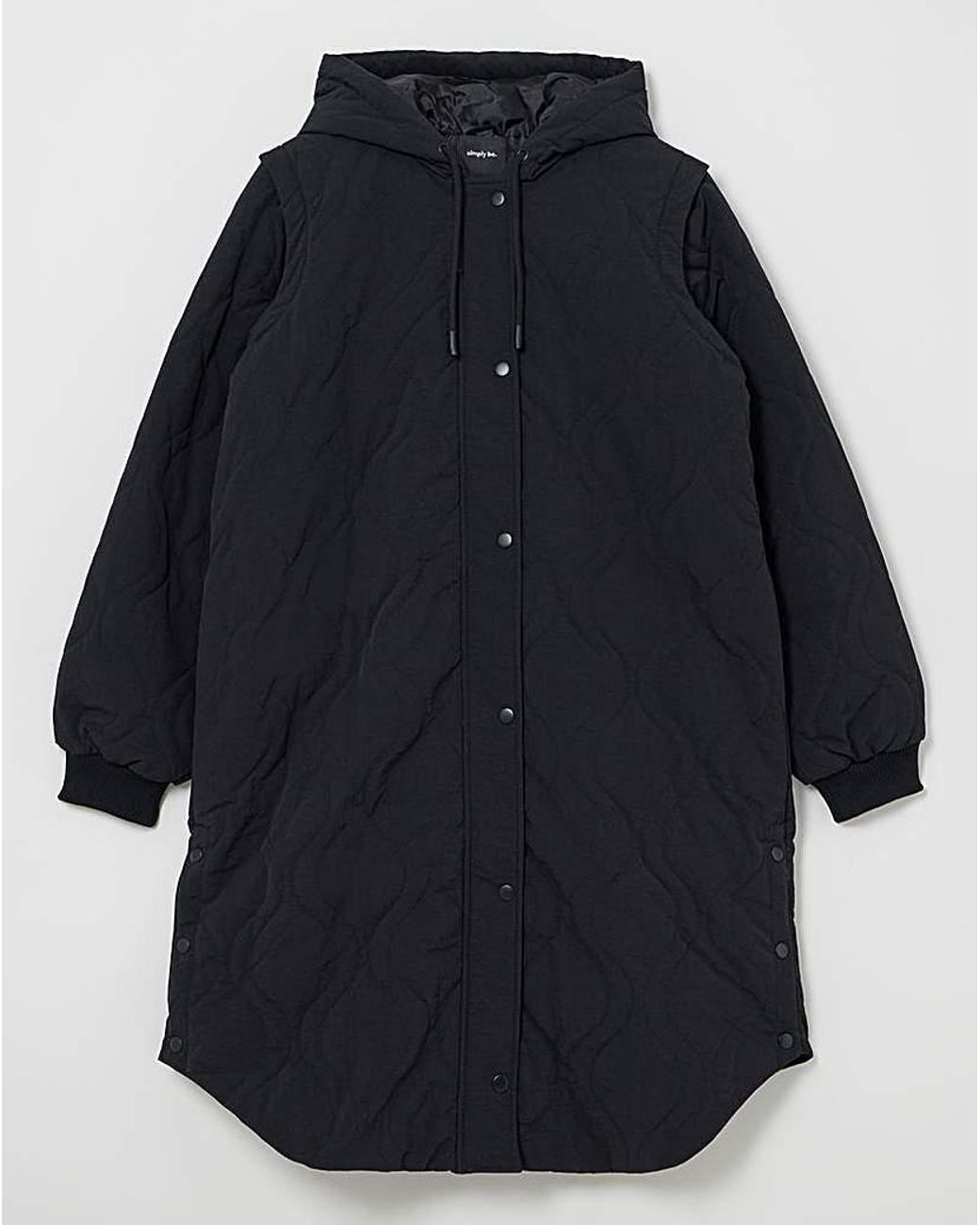 Simply Be Black Quilted Hybrid Jacket /Gilet