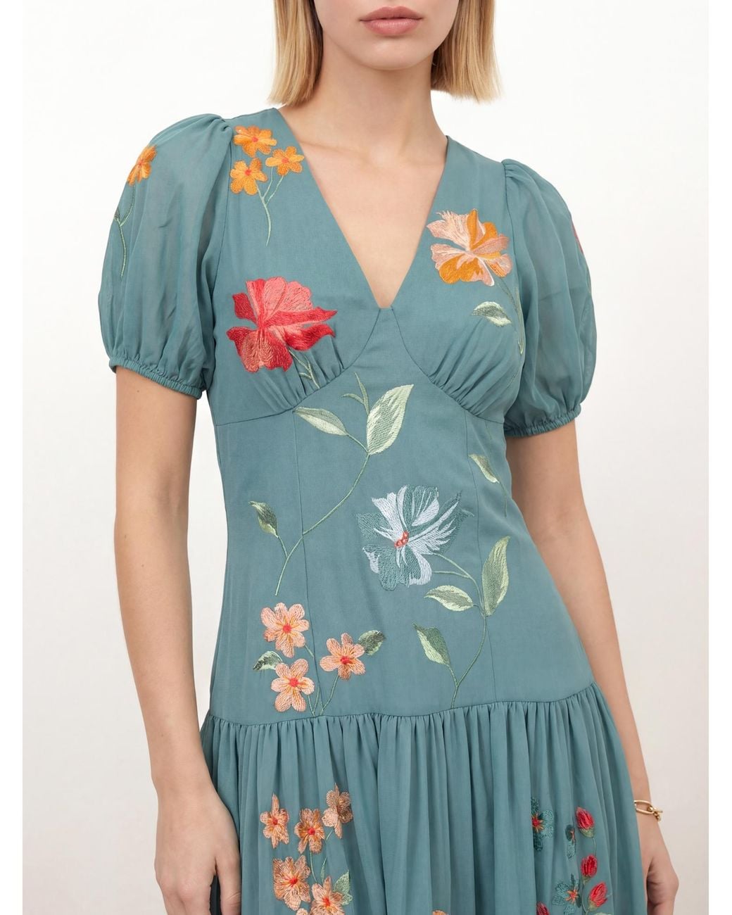 Maya Deluxe Blue Embroidered Midaxi Dress