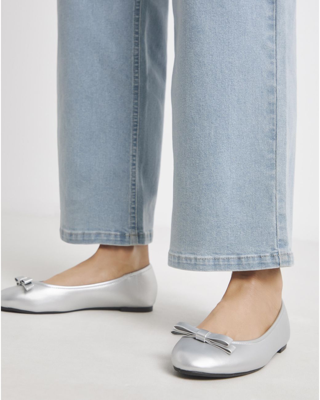 Simply Be Blue Classic Ballerina Bow Shoe Wide