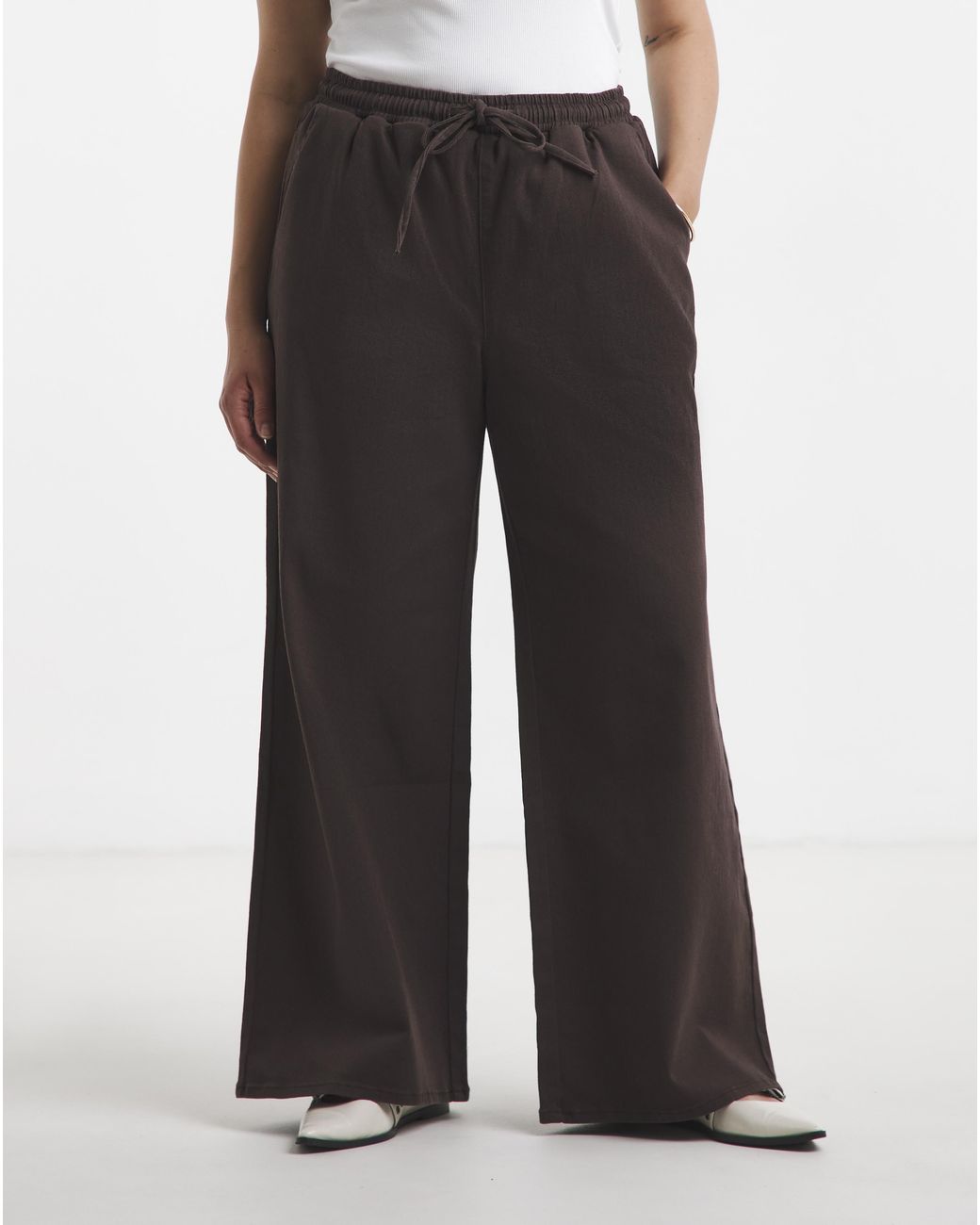 Simply Be Brown Wide Leg Jogger Jean