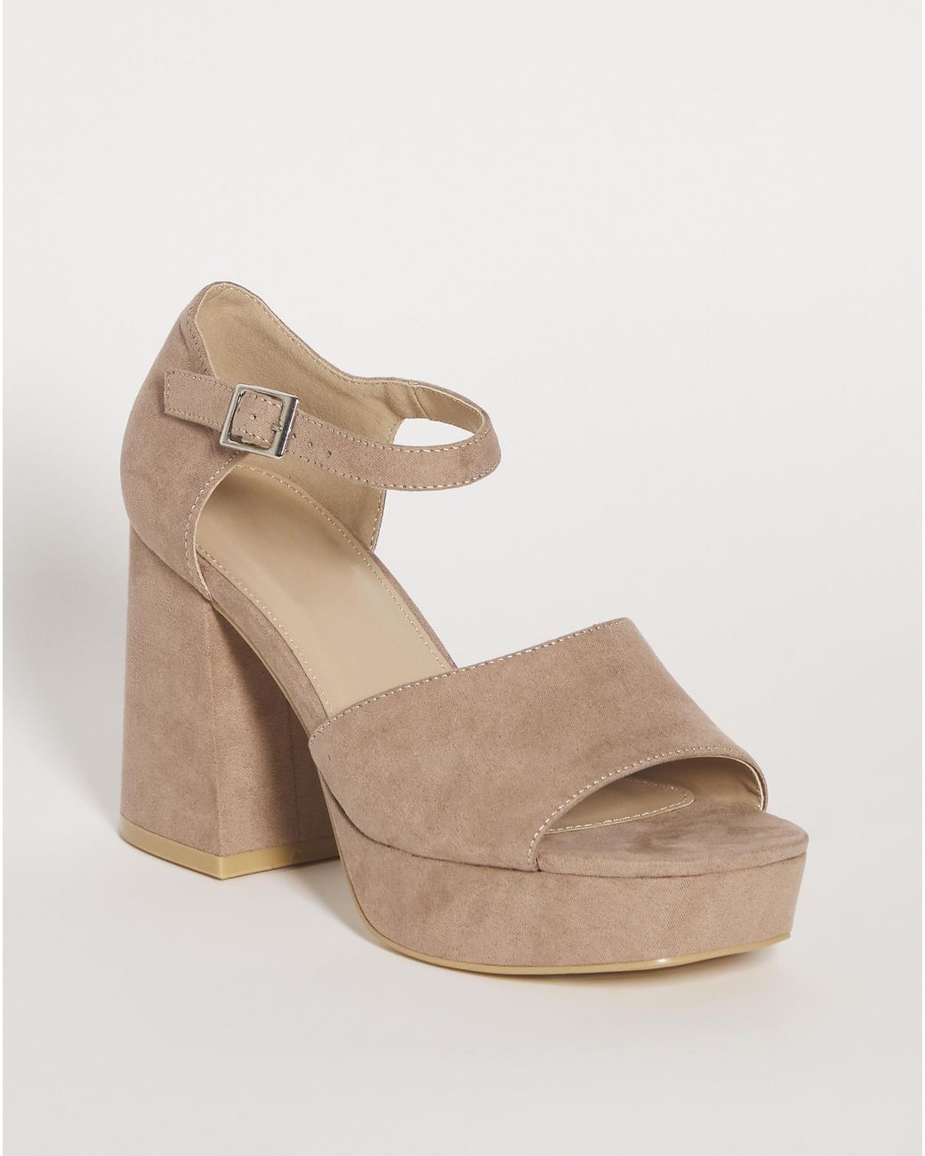 Simply Be Natural Heeled Platform Sandals Wide Fit