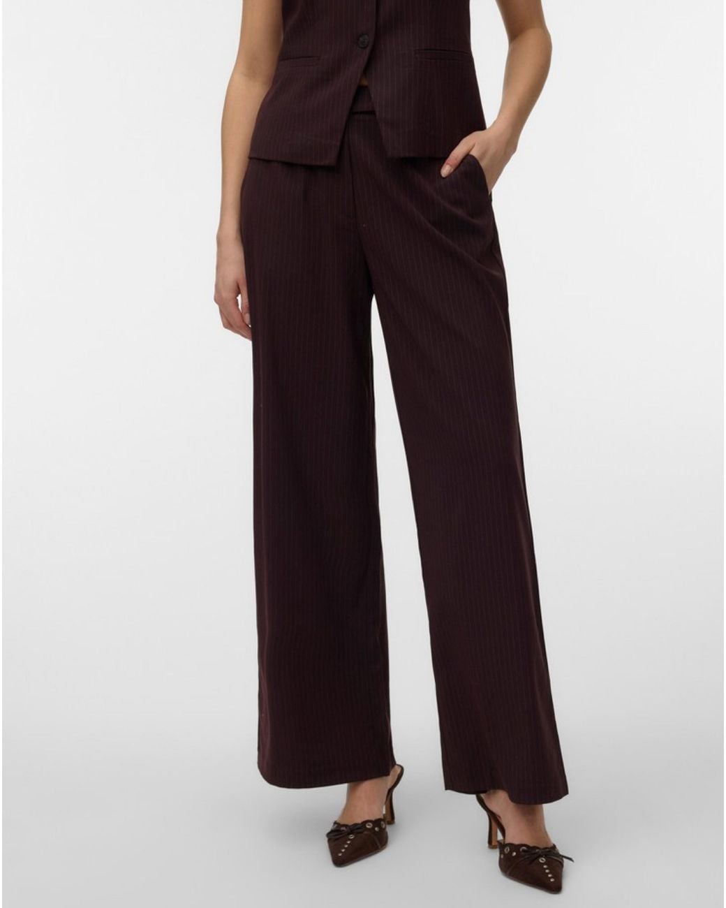 Vero Moda Blue Riva Stripe Straight Trouser