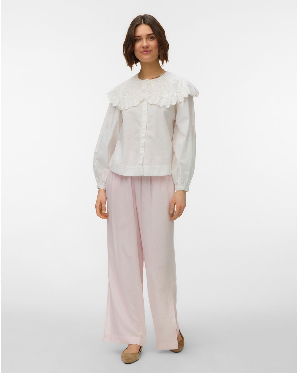 Vero Moda White Lilo Collar Woven Blouse