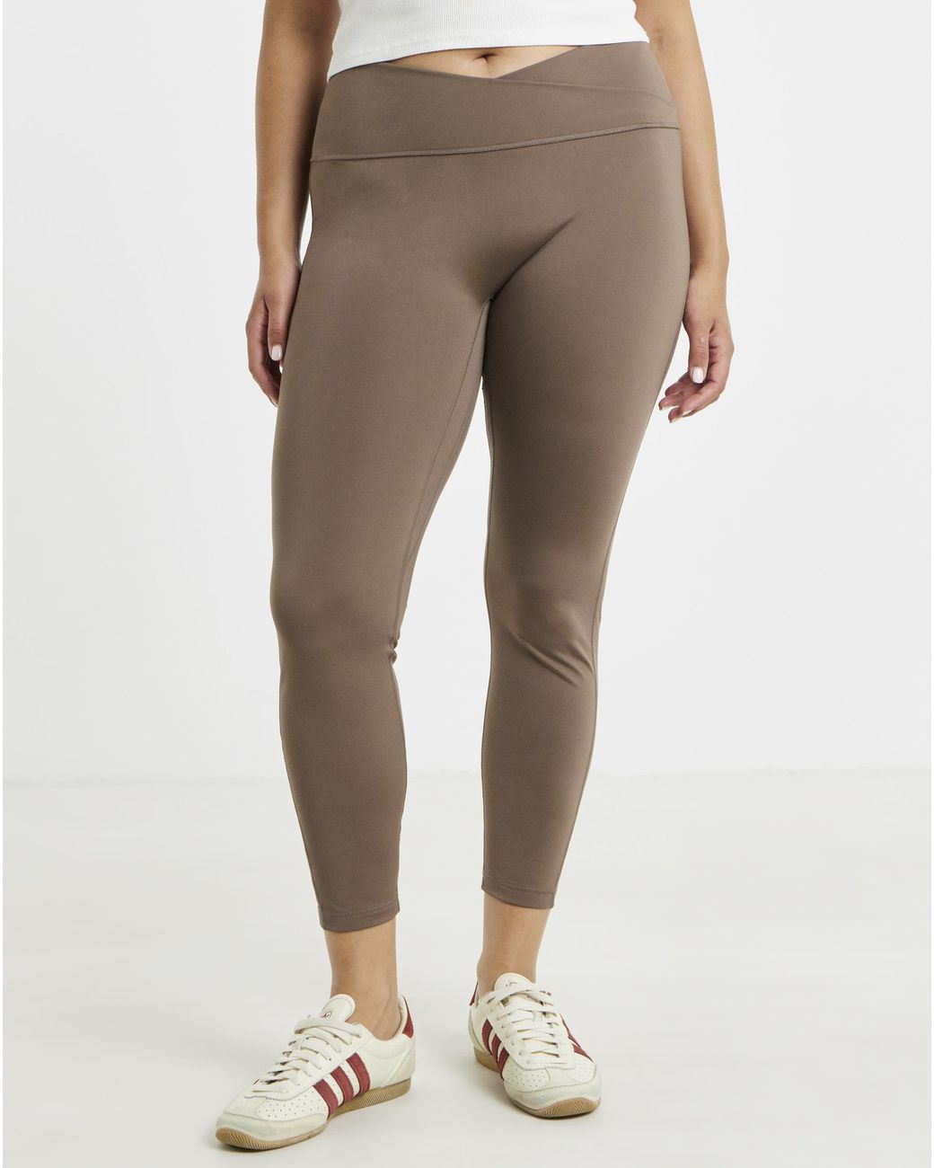 Adidas Gray 3 Stripe Cross Over Legging