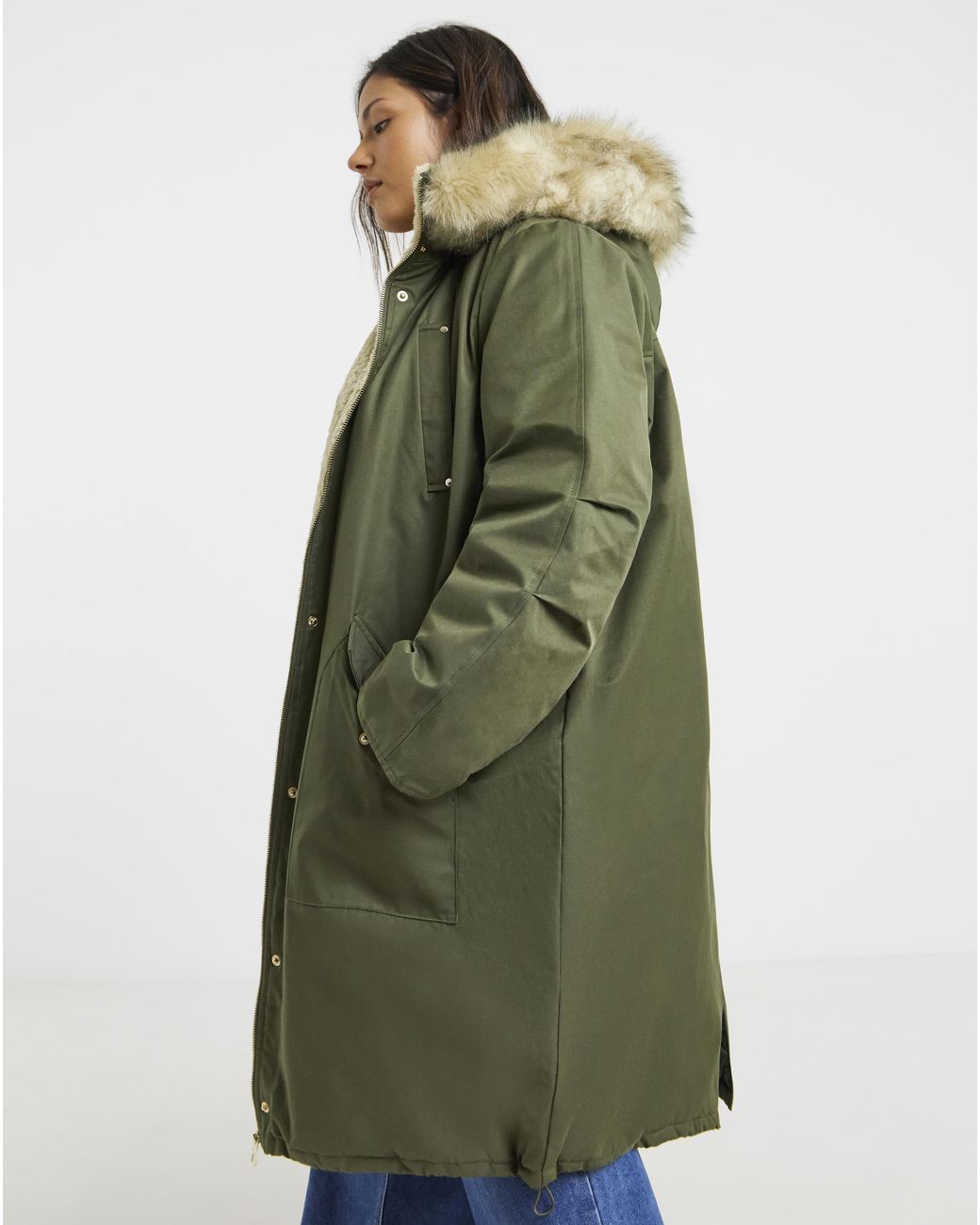 Simply Be Blue Hooded Fur Trimmed Parka