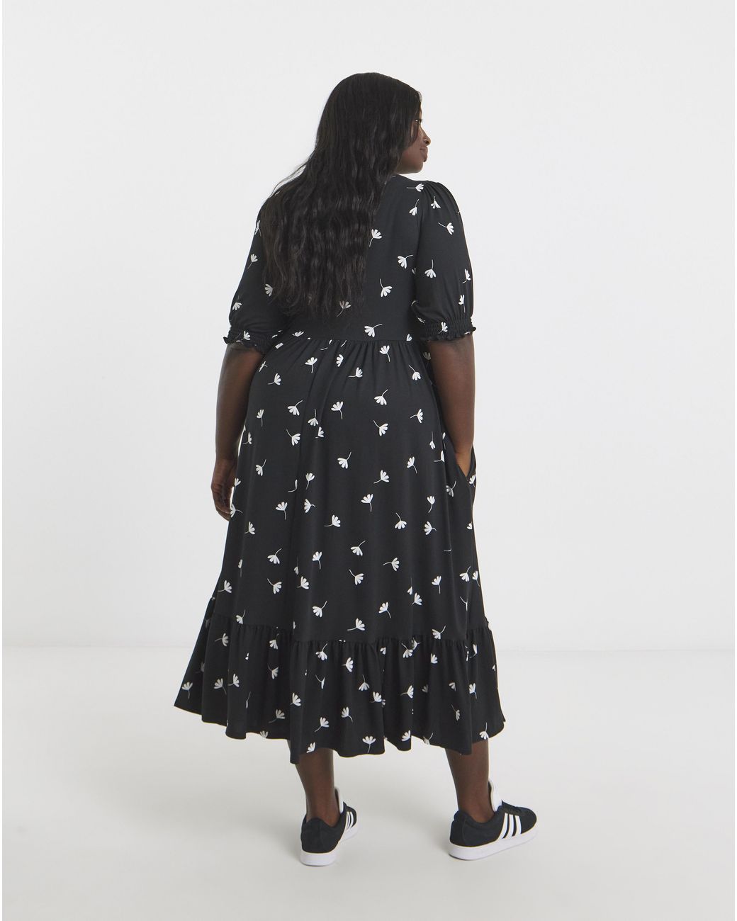 Simply Be White Ditsy Supersoft Midi Dress