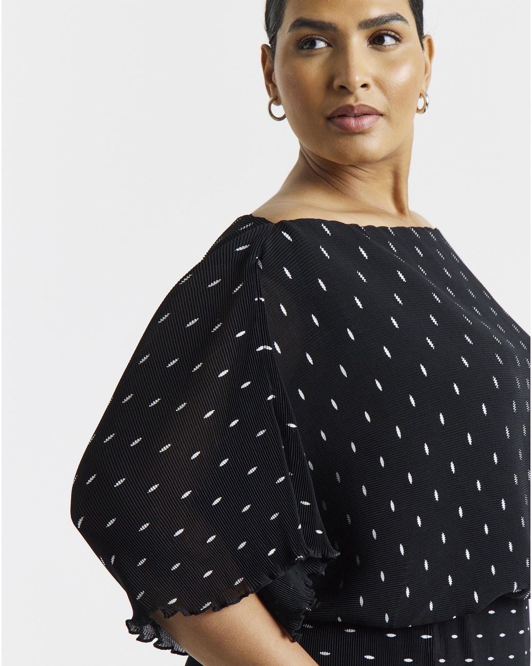 Simply Be Black Plisse Off Shoulder Dress