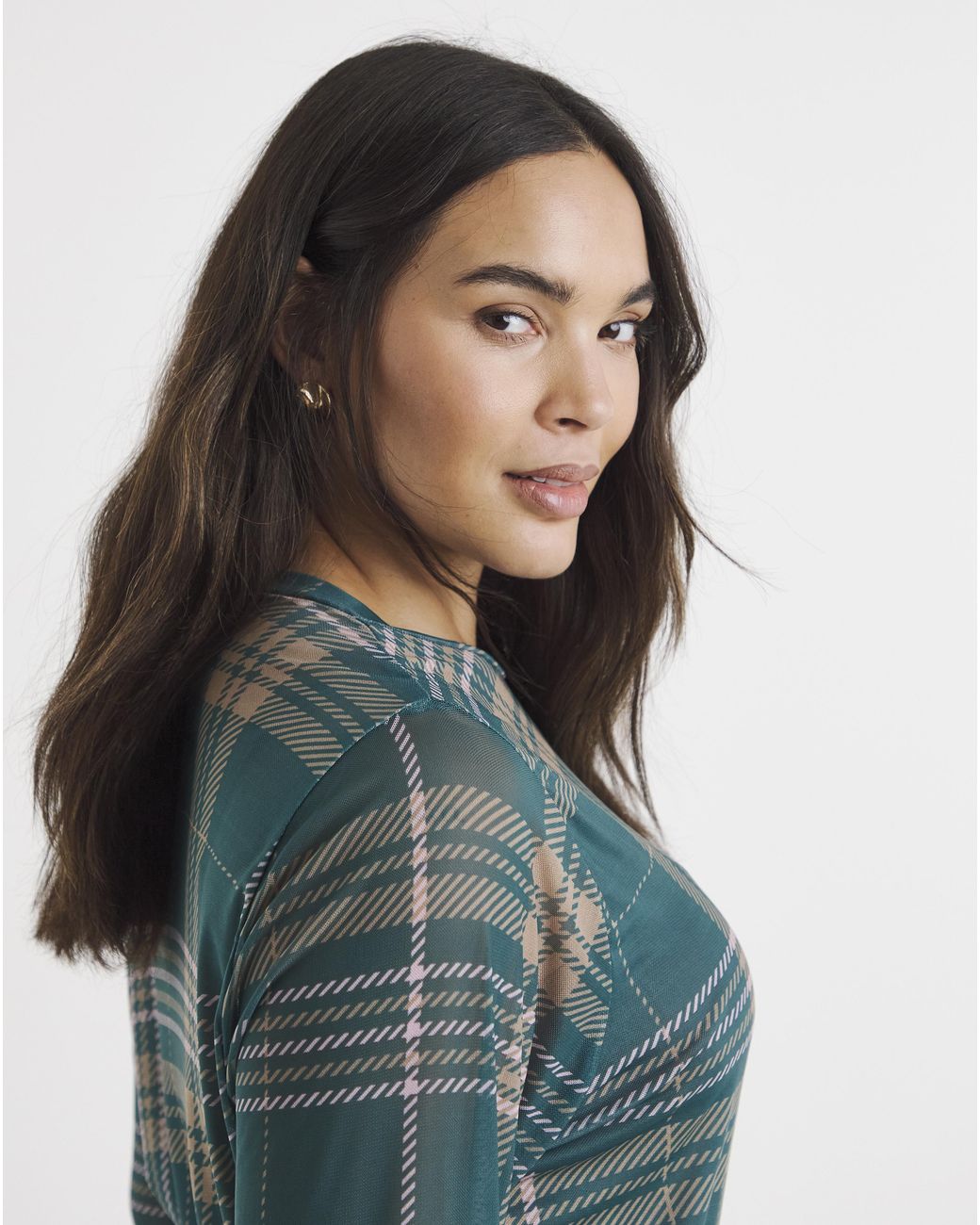 Simply Be Green Long Sleeve Mesh Top
