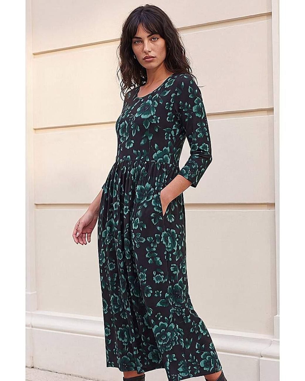 Roman Blue Roman Abstract Floral Midi Dress
