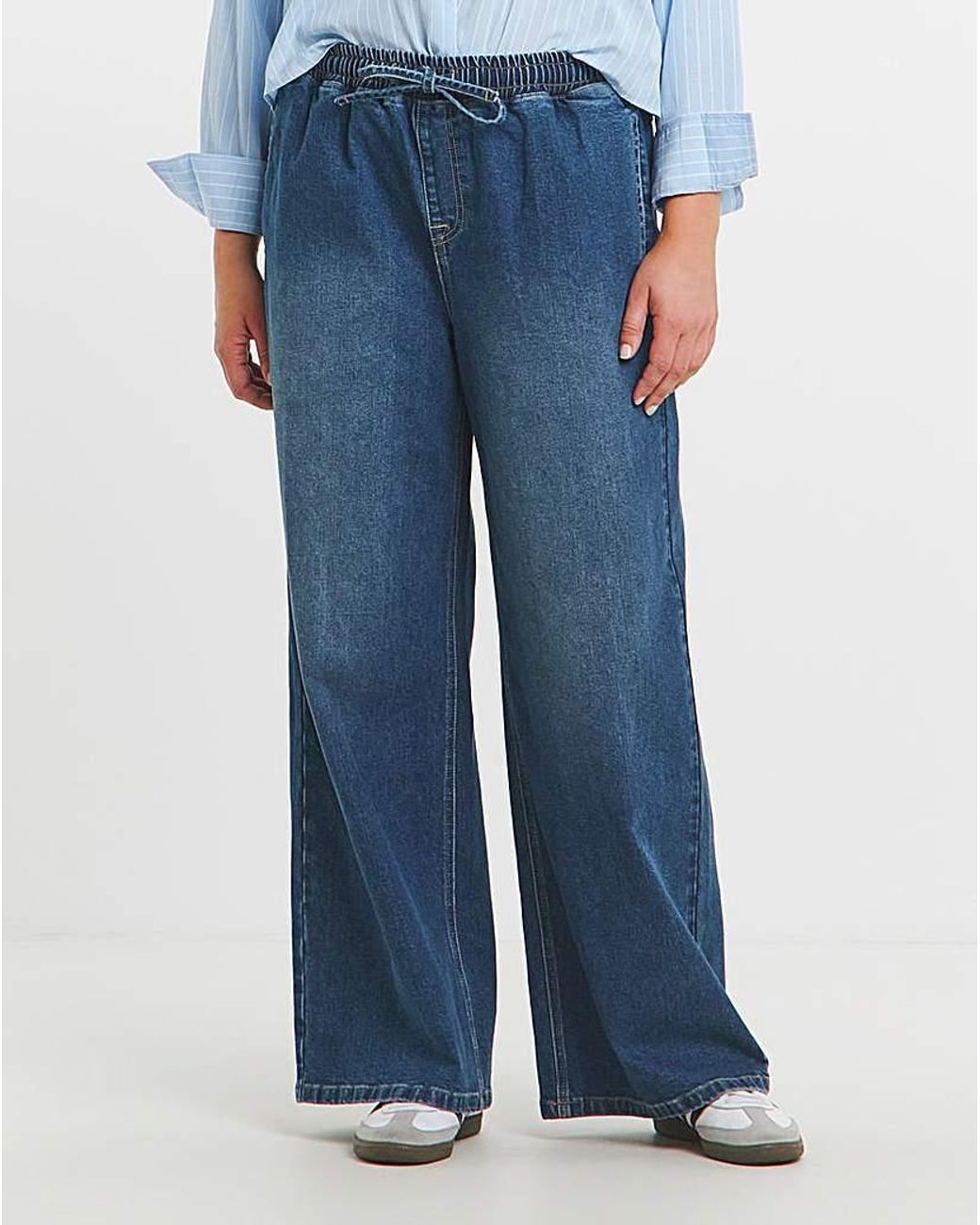 Simply Be Blue Tie Waist Jogger Jeans
