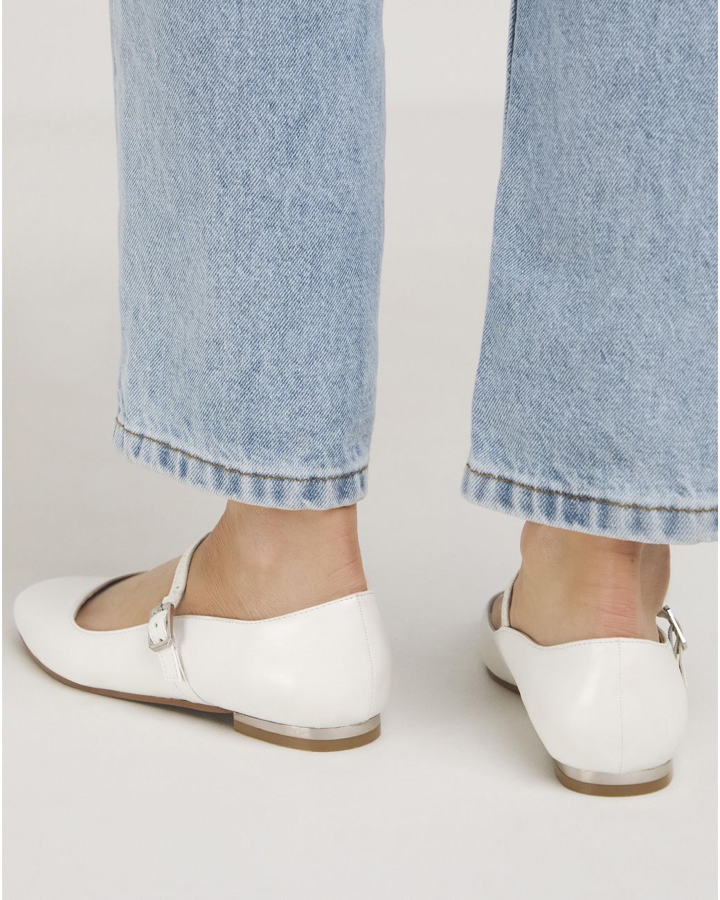 Simply Be White Mary Jane Ballerina Shoes Ex Wide Fit