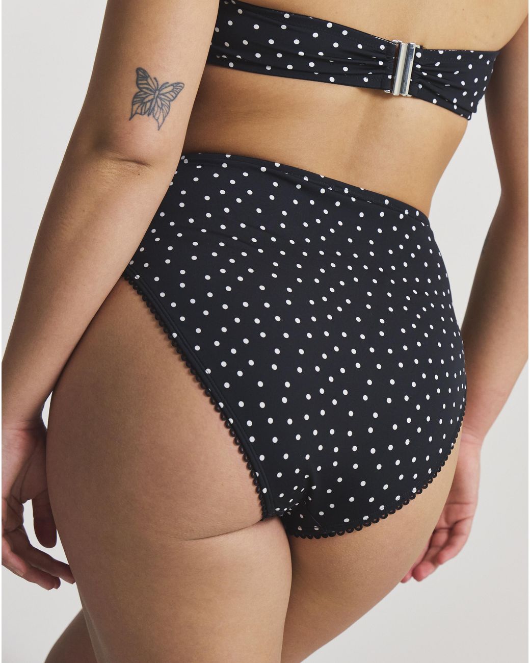 Figleaves Black Spot High Waist Bikini Bottoms
