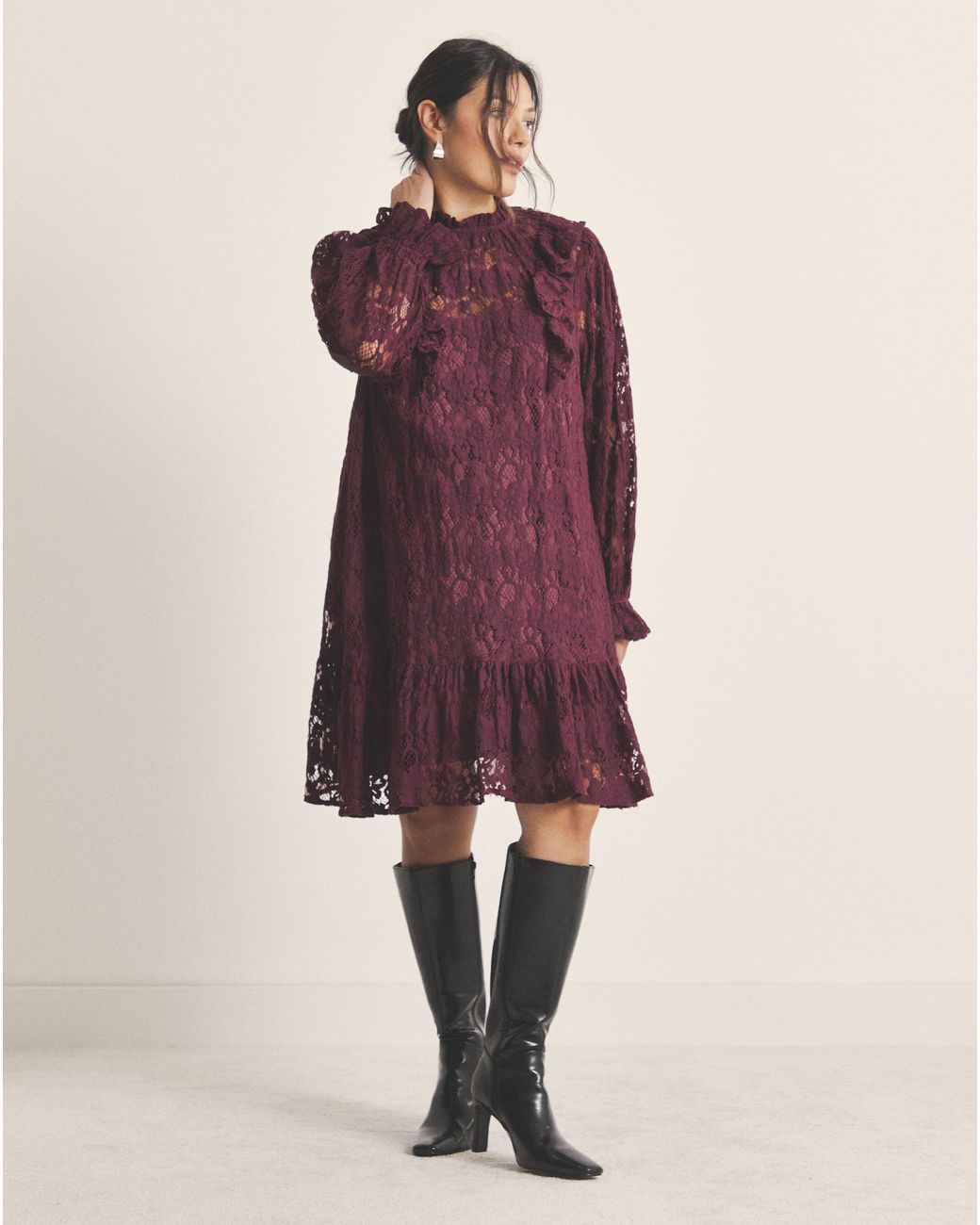 Simply Be Red Lace Ruffle Mini Dress