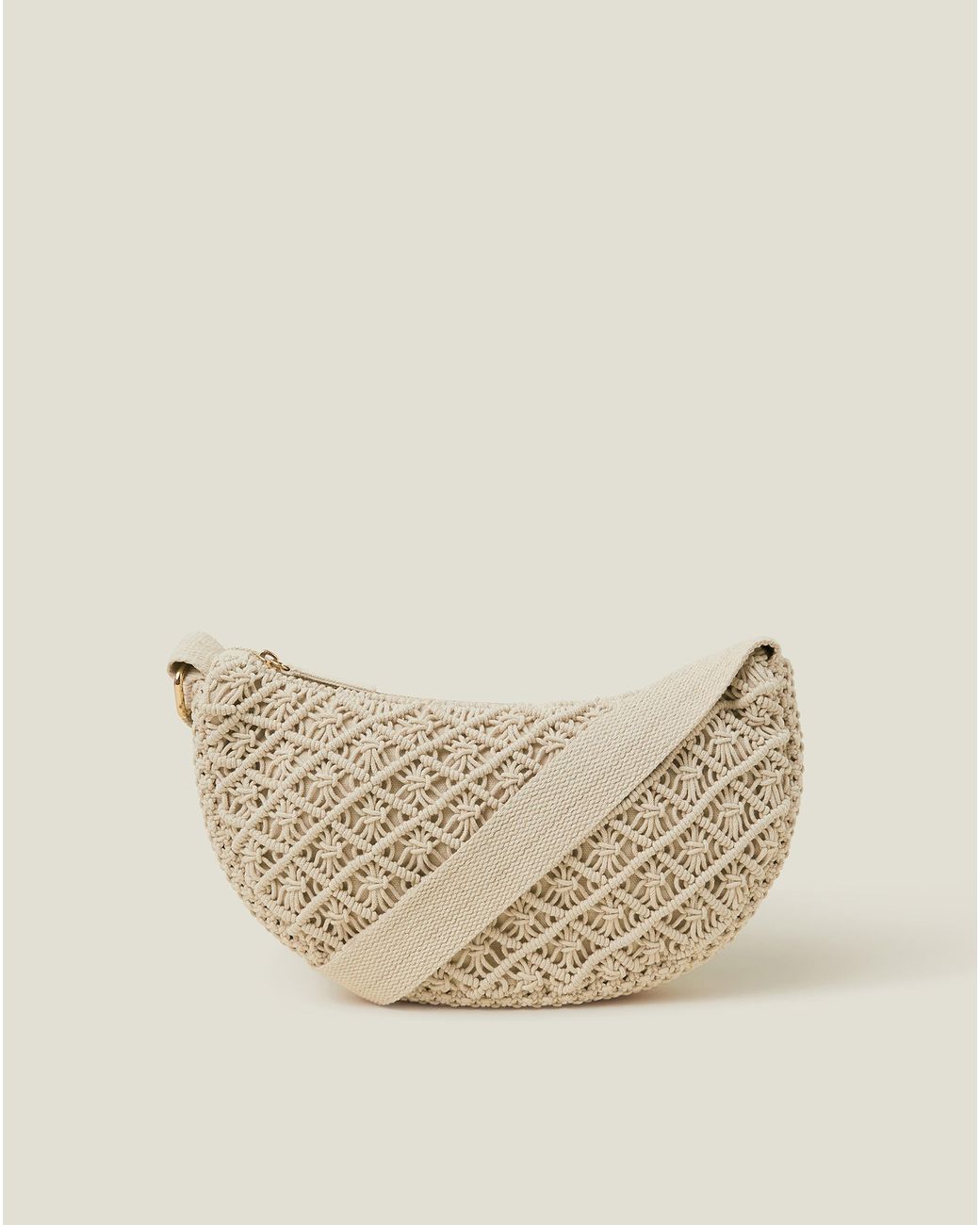 Accessorize Natural Macrame Sling Cross-Body Bag