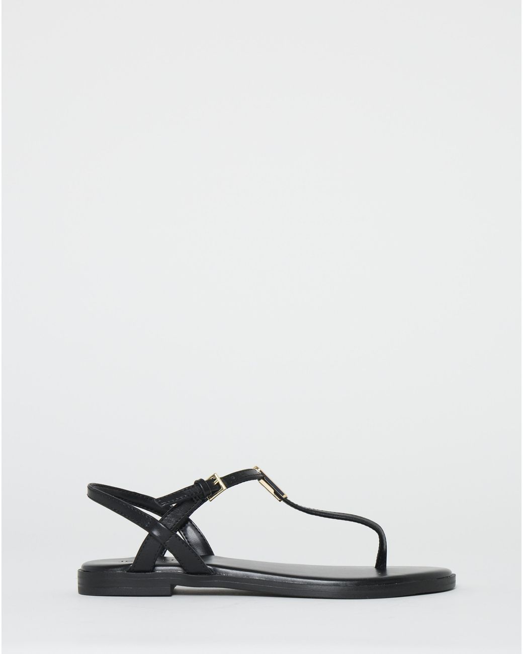 JD Williams Black T Bar Hardware Sandals Extra Wide