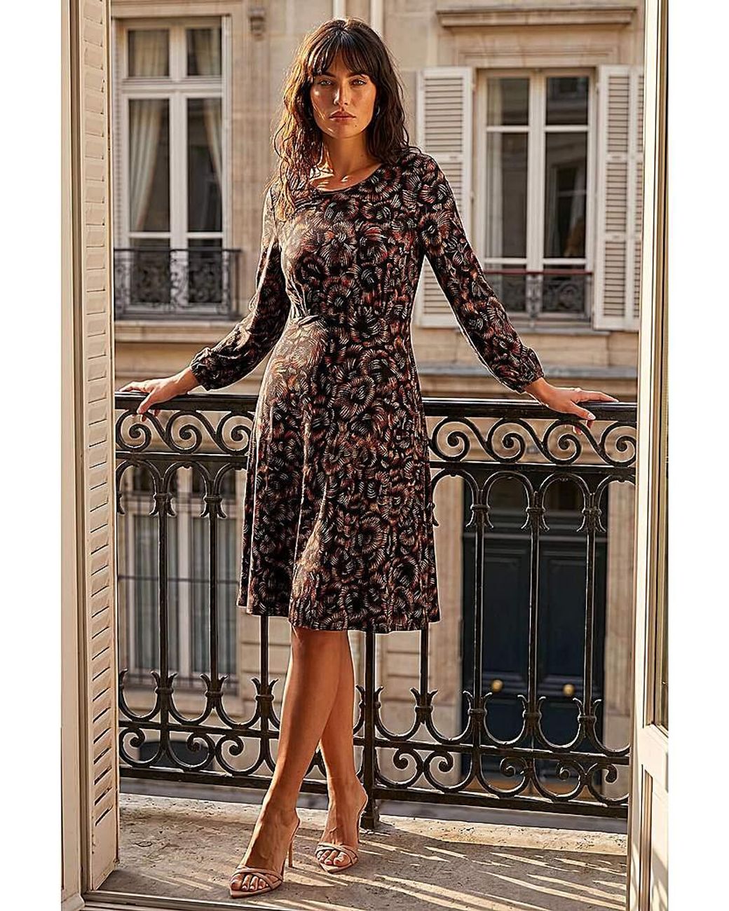 Roman Black Roman Speckled Print Dress