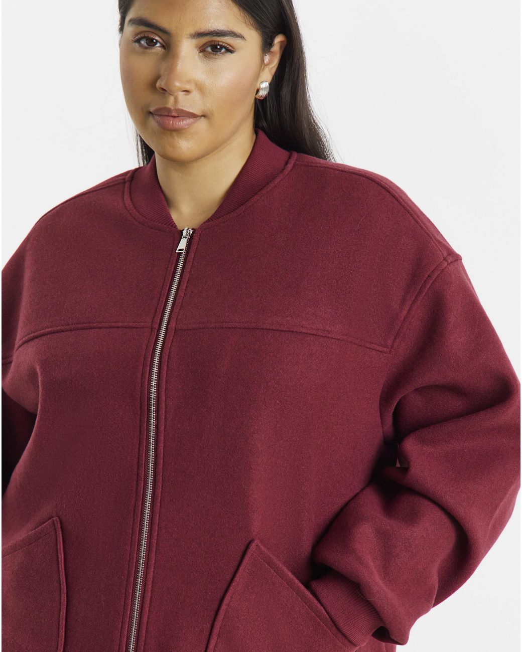 Simply Be Red Zip Bomber Jacket