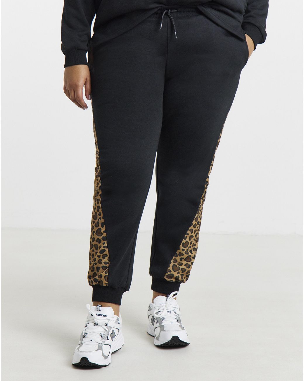Simply Be Blue Leopard Side Stripe Jogger