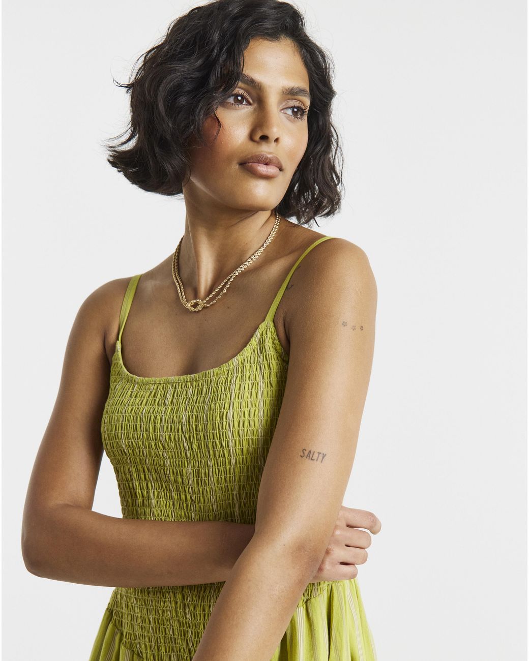 Native Youth Yellow Ny Shirred Bodice Cami